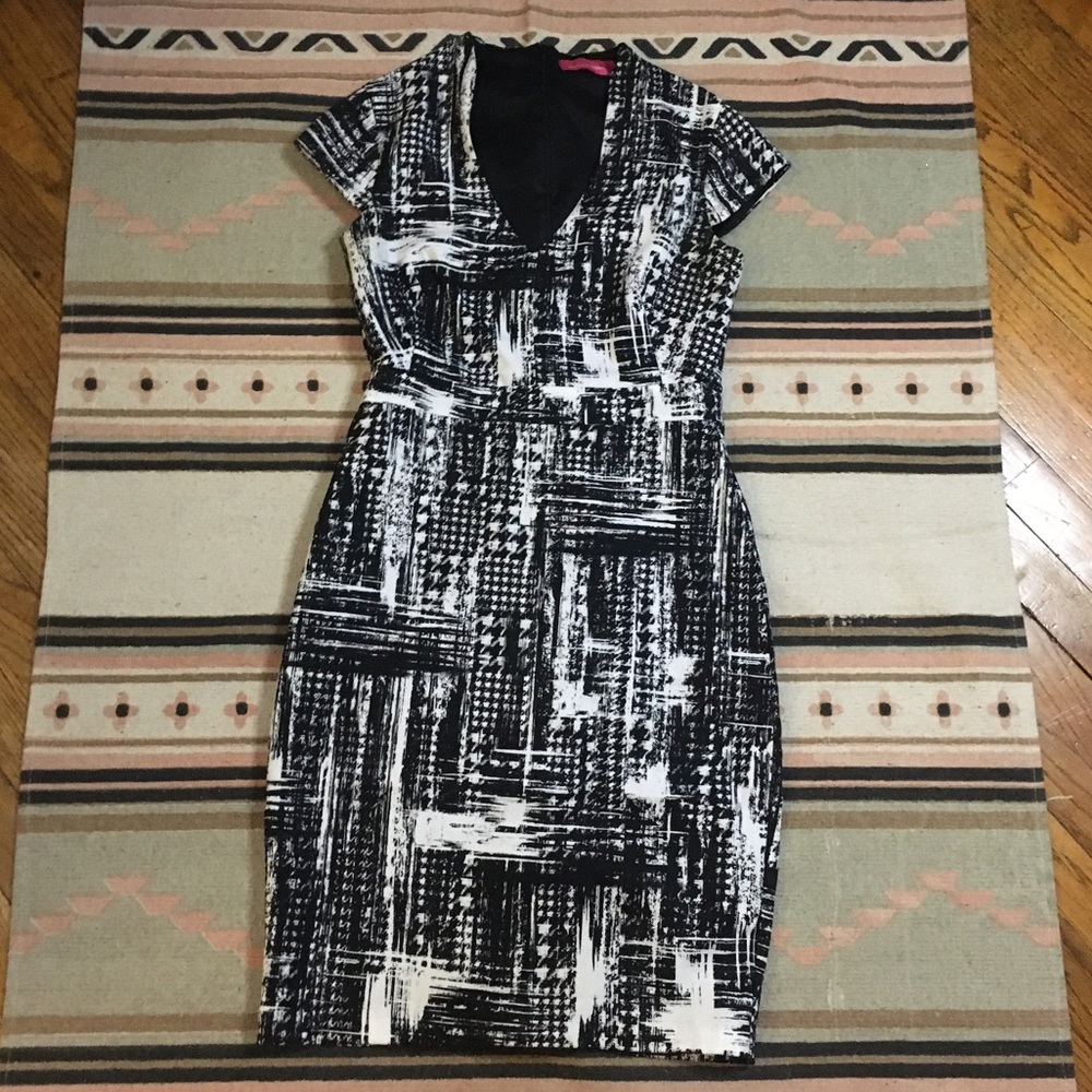 Pookie & Sebastian black & white formal midi dress